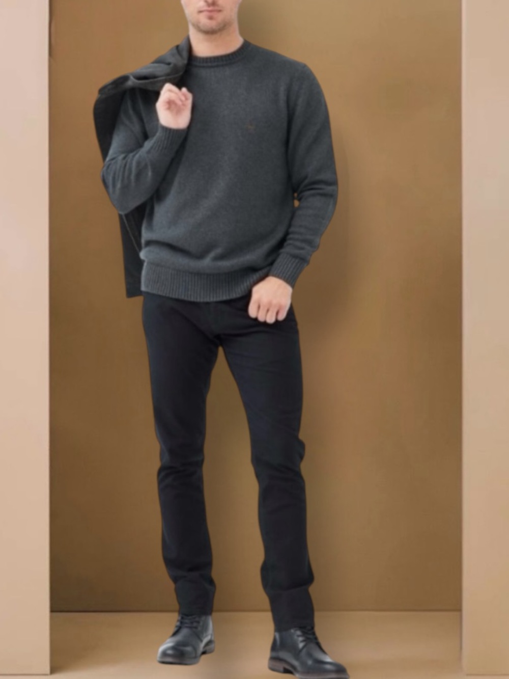 New! RODD & GUNN CHARCOAL GREY COTTON CREW SWEATER SIZE LARGE